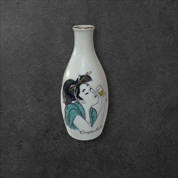 Japanese Genji Sake Empty Porcelain Gesha Girl Bottle Decanter Made in Japan Vtg - Picture 2 of 4